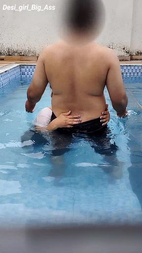 A Hot Couple's Risky Fun in the Swimming Pool.