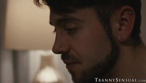 Trans stepmom Eva Paradis sucks Dante Colles dick then rides him raw