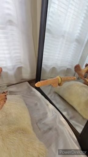 Enjoying my dildo in my mature Latina graying hairy pussy, mouth, asshole and on my feet