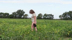 Patricia naked in soybean field