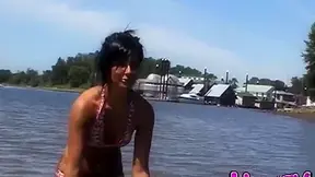 Slutty solo teen shows off her hot naked body in bikini