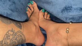 playing with my feet under the blanket