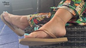 BossyPaw Productions- Flip flop tease on the terrace