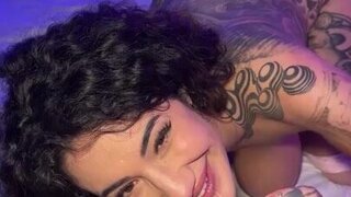 Tattooed babe Arabelle Raphael sucking and doing it in POV