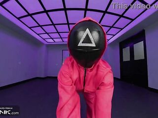 VR Conk: Hawt Triangel Sweetheart In Dress Sucks A Huge Penis In Porn Parody pt.1