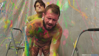 Playful Tatted Hunks Splanter Walls & Each Other - Dakota Payne, Johnny Hill - NextDoorBuddies