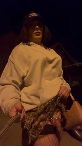 Spectacular moment from "Slut sissy public walk and flashing"
