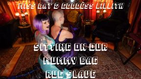 Miss Bat & Goddess Lillith Sit on Their Mummy Bag Rug Slave