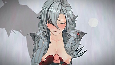 genshin Arlecchino handjob