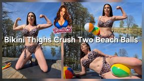 Bikini Thighs Crush Two Beach Balls