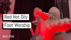 Red Hot Oily Foot Worship | Oiled Up Arches, Soles, and Toes