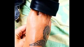 Using cream over my sexy feet and high heels clogs