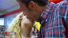Sonia Manrique: Young Blonde Beauty with Stunning Curves Gets Wild at the Video Club!