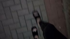 Alone at Night in Ultra-Tight Latex and Platform Mules Just to Make Men Stare and Drool
