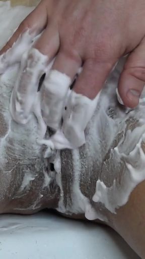 Shaving a Hairy Cunt with Watermelon Shaving Foam!   Clip 2