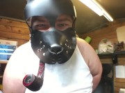 pup with a bone/pipe