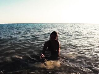 Outdoor sex. Hot russian whore nudist cutie have fun on the wild beaches