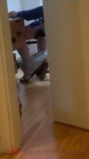 Caught My Straight Flatmate Jerking off to Porn
