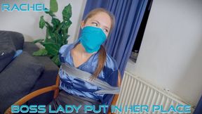 Rachel Adams - Boss Lady Put in Her Place H264 MP4 HD ( White Tape Gag , Duct Tape Wrap Gag , Tape Bondage , Clear Tape Gag , OTN gag )