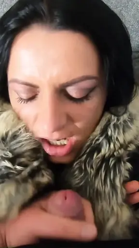 Milfycalla - a Lot of Cum on My Old Black Fur Downjacket