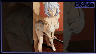 Hentai cosplay girl gets fucked in clothes on a pole
