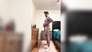Plump Latino Daily Vlog - Flexing Abdomen During Bare Exercise Workout