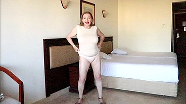 Horny milf MariaOld seduce and fuck random man in the hotel
