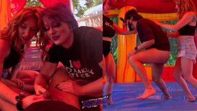 Ballbusting a Perv in a Bounce House! Amateur CBT, Butt Drops (POV CAM) w Goddess Nyx & Gabrielle