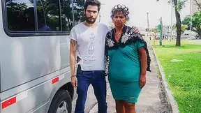 Grannys First Anal Threesome In A Van