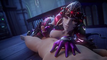 Widowmaker from Overwatch gives handjob