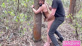 Amateur Chick Jade Bound In The Forest And Fucked Rough