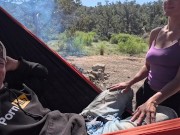 Camping Sex in the Hammock. Outdoor public