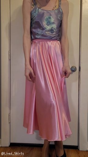 Long formal satin skirt with multiple satin slips. Satin layers
