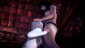 futa sofia valmet is fucking koko hekmatyar standing up - jormungand hentai parody
