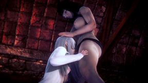 futa sofia valmet is fucking koko hekmatyar standing up - jormungand hentai parody