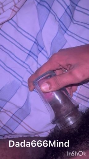 Indian Boy Mastrubate with Glass Jar