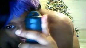 Super horny black BBW masturbates with a screwdriver in front of me