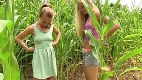 Once they go outside their horniness is too much to handle  The adorable lesbian teens gently caress their bodies and eat each other out before taking out their sex toys to make each other orgasm