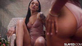 SLAYED Naughty April fucks sweet GF Vanna with a strap-on