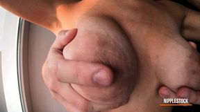 Closeup puffy nipples sucking