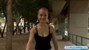 Busty fit teen slut cycles around town