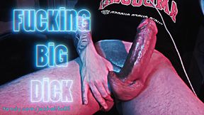 Guy on webcam jerking off his big fat cock, in neon light, and draining a lot of cum