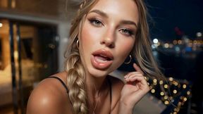 blonde cruise slut in black mini dress: ocean deck tease & massive facial ai generated