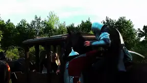 Nikki Sun Gets Her Holes Stuffed by Two Knights and Takes Double Facials