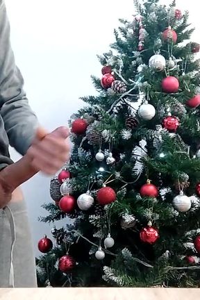 Merry Christmas Handsome Boy in Pajamas Jerks off in Front of the Tree! Santa Claus I Want a Bi