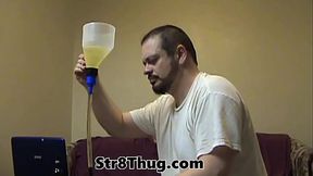 My Slave sucks my big cock &amp_ gulps down piss