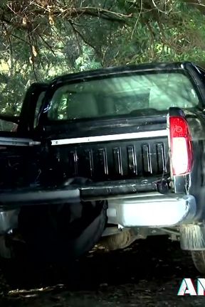 Blonde slut Jessica Jensen doggy styled by a car outdoors