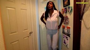 paris luv outside the bathroom wetting dress pants