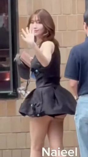 Professional blonde solo babe with a curvy ass in an upskirt K-pop