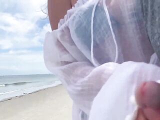 Crazy milf jerks me off in front of passersby